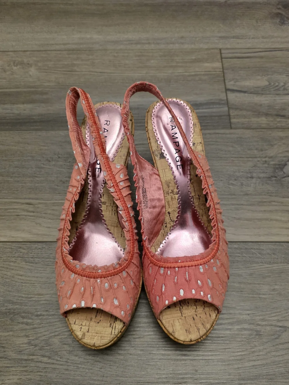 Rampage Coral Slingback Peep-Toe Wedges Size 11